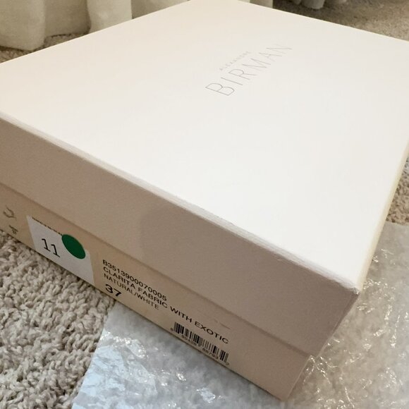 NIB ALEXANDRE BIRMAN CLARITA LINEN AND SNAKESKIN KITTEN HEEL SANDALS 7/37.5 - Picture 3 of 8